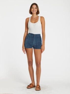 High-Rise Denim Short in Deep Blue